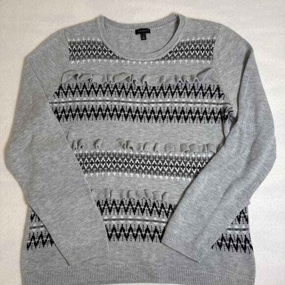 Talbots Sweaters - Talbots Womens Sweater Gray Lambswool Blend Fair Isle Nordic Striped Large